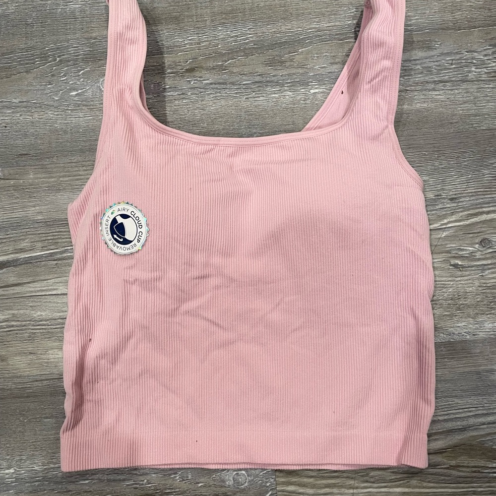 Wildflowers Pink Ribbed Tank Top with built in bra